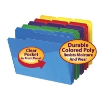 SMEAD Poly File Folders with Slash Front Pocket (Colors), 1/3 Cut Top Tab - Assorted, Letter Size (Box of 30)